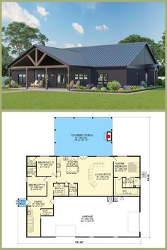 two story house plans with an open floor plan and a pool in the front yard