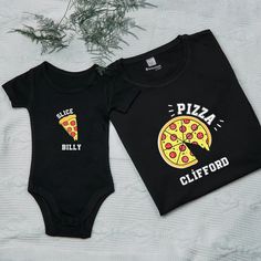 Celebrate fatherhood with our personalized Dad and Baby Pizza Matching T-Shirt Set - the perfect gift for dads and their little ones on Father's Day, birthdays, or baby showers.Looking for a unique and heartwarming gift that celebrates the bond between a dad and his child? Our Dad and Baby Pizza Matching T-Shirt Set is the perfect choice for Father's Day, birthdays, baby showers, or any day you want to make special. This witty and fun set features a full pizza design on the dad's shirt and a mat Black T-shirt For Father's Day, Matching Crew Neck T-shirt For Father's Day, Personalized Crew Neck T-shirt For Father's Day, Matching Letter Print T-shirt Gift, Matching Letter Print T-shirt As Gift, Black T-shirt With Name Print For Parenting, Letter Print T-shirt For Gifts, Letter Print T-shirt As Gift, Family Matching T-shirt For Father's Day