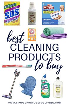 the best cleaning products to buy from simplepurposeliving com, with text overlay that reads best cleaning products to buy