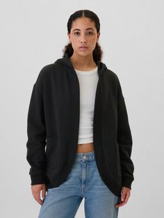 Relaxed Long Open-Front Hoodie | Gap Factory