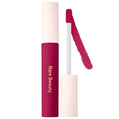 A weightless air-whipped lip cream that hugs lips with rich color and nourishing hydration that gives a soft velvety matte finish.Formulation type: Liquid lipstick Benefits: HydratingIngredient Callouts: Free of sulfates SLS and SLES, parabens, formaldehydes, formaldehyde-releasing agents, phthalates, mineral oil, retinyl palmitate, oxybenzone, coal tar, hydroquinone, triclosan, and triclocarban, and contains less than one percent of synthetic fragrances. This product is also vegan and cruelty-f Cranberry Lipstick, Dark Lipstick Shades, Rare Beauty Lip, Selena Gomez Lips, Selena Gomez Rare Beauty, Red Lip Classic, Selena Gomez Rare, Rare Beauty By Selena Gomez, Coal Tar