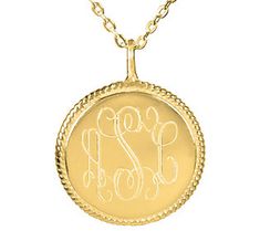 A personalized gift is a touching gift. Whether it's for you, or a friend, this monogram necklace says you care--and it shows. Monogram Medallion Jewelry For Gift, Monogrammed Medallion Jewelry For Gift, Personalized Yellow Gold Custom Necklace, Custom Engraved 14k Gold Necklace For Personalized Gift, Custom Engraved Necklace With Initial Pendant, Custom Engraved Initial Pendant Necklace As Gift, Custom Engraved Initial Pendant Necklace For Gift, Yellow Gold Monogram Jewelry For Gifts, Custom Engraved Initial Pendant Necklace For Mother's Day