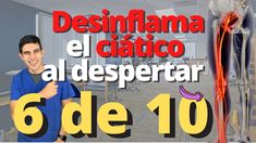 a man standing in front of a poster with the words desinflama el citico al despertar 5 de 10