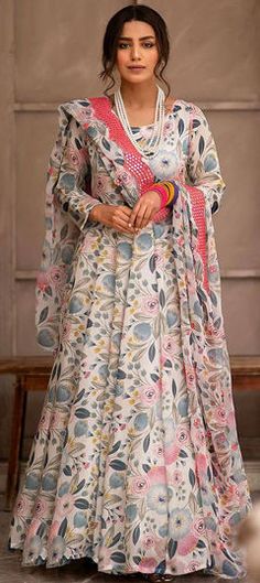 Multicolor color Gown in Art Silk fabric with Mirror, Printed work Multicolor Floor-length Kurta With Sheer Dupatta, Multicolor Digital Print Traditional Drape Dress, Multicolor Digital Print Dress With Traditional Drape, Multicolor Traditional Drape Dress With Digital Print, Multicolor Dress With Digital Print And Traditional Drape, Multicolor Anarkali Set With Printed Motifs, Multicolor Floral Anarkali Set With Traditional Drape, Multicolor Semi-stitched Anarkali Set With Floral Print, Multicolor Anarkali Set With Digital Print