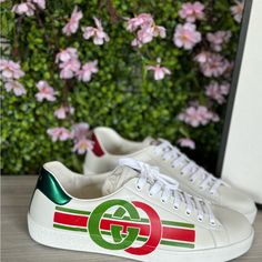 New Men’s Gucci Interlocking Logo White Ace Sneakers, Size 8 With Box And Dust Bags. Made In Italy. Gucci Shoes, New Man, Mens Shoes Sneakers, Men's Shoes, Dust Bag, Shoes Sneakers, In Italy, Gucci, Italy