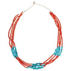 Santa Domingo four-strand necklace with stunning red jasper beads and turquoise pebbles. PERIOD: After 1950 ORIGIN: Santa Domingo, Southwest SIZE: 35" total length jewelry necklaces silver women's jewelry coral necklace santa domingo southwest turquoise women's jewelry Family Owned & Operated Cisco’s Gallery deals in the rare, exceptional, and one-of-a-kind pieces that define the history of America and the Old West. Our pieces range from American Indian to Cowboy Western and include original ite Red Hand-strung Multi-strand Jewelry, Copper Jewelry Diy, Turquoise Coral Jewelry, Homemade Necklaces, Jewlery Necklace, Womens Silver Jewelry, Beads Craft Jewelry, Necklaces Silver, Diy Jewelry Necklace