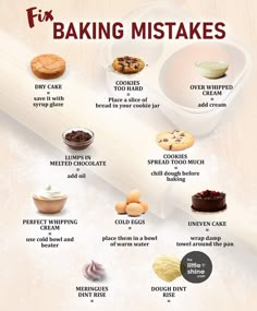 a poster with different types of baking items and instructions to bake them in the oven