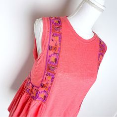 Free People Super Cute Tee/Tank, Sz S, Nwot Pink Sleeveless Top For Spring, Sleeveless Pink Tops For Spring, Pink Crew Neck Tank Top For Summer, Pink Cotton Scoop Neck Tank Top, Pink Cotton Sleeveless Tank Top, Pink Scoop Neck Cotton Tank Top, Spring Pink Crew Neck Tank Top, Pink Crew Neck Tank Top For Spring, Pink Sleeveless Summer Top