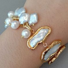 8'' Freshwater White Biwa Keshi Pearl Potato Pearl Chain Bracelet | eBay Hope In Jesus, Biwa Pearls, Keshi Pearls, Pearl Chain, Toggle Clasp, Cultured Pearls, Pearl White, Chain Bracelet, Good Quality