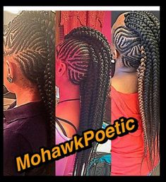 Kickball hair Mohawk Cornrows, Hair Braids Styles, Black Hair Updo, Braids Natural Hair, Black Hair Updo Hairstyles, 2 Braids