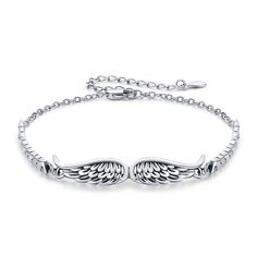 PRICES MAY VARY. ANGEL WINGS BRACELET DESIGN - This sterling silver vintage wings bracelet features a unique and elegant Celtic knot link design, perfect for adding a touch of sophistication to any outfit. The outstretched wings are designed to guard your loved ones like an angel, suitable for both men and women. HIGH QUALITY MATERIAL - Made from precious and long-lasting 925 sterling silver, this angel wings bracelet is hypoallergenic, shiny, and resistant to tarnishing and discoloration. PERFE Angel Wings Bracelet, Angel Wings Pendant, Angel Wing Bracelet, Silver Bracelet For Women, Wings Pendant, Wallpaper Aesthetics, Silver Angel Wings, Angel Wing Pendant, Inspirational Bracelets