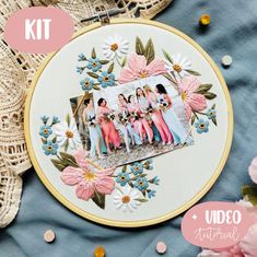 the embroidery kit is being used to make a photo