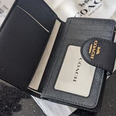 Item: Wallet Brand: Coach Condition: New In Box Ticketed Price: $178.00 Color Midnight Blue / Gold Hardware With Pin Mount Logo Size: 5" (L) X 3 1/2" (H) X 1/2" (W) Product Details: Crossgrain Leather Seven Credit Card Slots Bill Compartment Id Window Snap Closure Zip Coin Pocket Style No. 6390 I Hope You Love It Too... Classic Coach Wallet As Gift, Elegant Rectangular Rfid Blocking Coin Purse, Designer Formal Coin Purse With Interior Card Slots, Elegant Rfid Blocking Coin Purse, Classic Coach Coin Purse As Gift, Coach Wallets With Interior Card Slots For Formal Use, Coach Wallets With Interior Card Slots For Formal Occasions, Elegant Rectangular Coin Purse With Rfid Blocking, Designer Formal Coin Purse With Card Slots