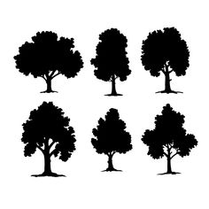 black silhouettes of trees on a white background