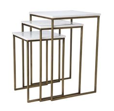 three gold and white nesting tables