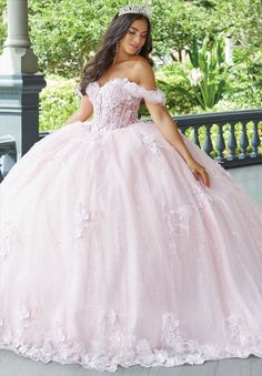 Dazzle all in sight in this fabulous Tiffany Quinceanera dress 26047. Showcasing modest sweetheart neckline, dainty cap sleeves give this gown a whimsical touch. Ultra glam three dimensional floral appliques add a romantic touch, while lavish feathers cascade gracefully onto the ensemble. Quinceanera Dresses Not Puffy, Light Pink Quince Dresses, Baby Pink Quinceanera Dresses, Quencinera Dresses, Light Pink Quinceanera Dresses, Pink Sweet 16 Dress, Enchanting House, Embellished Corset, Quinceanera Pink