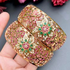 Antique Mughal era Inspired | Statement Bangles | Gold Plated Ornate Jewelry With Stone Work For Festive Occasions, Elegant Bangle With Intricate Design For Diwali, Elegant Diwali Bangle With Intricate Design, Ornate Festive Jewelry With Stone Work, Ornate Ceremonial Jewelry With Stone Work, Festive Ornate Jewelry With Stone Work, Luxury Kundan Chandbali Jewelry, Ornate Chandbali Jewelry With 17 Jewels, Luxury Kundan Jewelry With Stone Work