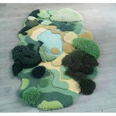 an area rug with various colors and shapes