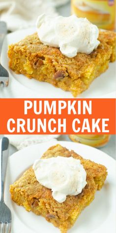 pumpkin crunch cake with whipped cream on top