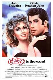 the poster for grease starring actors, from left to right john travy and elizabeth baker