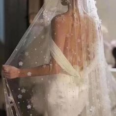 a woman in a wedding dress and veil