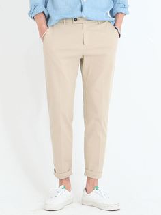 Editor's NotesCP 306 Washed Tapered Fit Cotton Pants Beige from HALBKREIS is a tapered-fit pants product made with stretchy fabric of a suitable thickness for spring and autumn.- Tapered fit- Button detail- Pocket details- High quality stitchesMeasurements (in.)- S / M / L / XL- Length: 37.0 / 37.4 / 37.7 / 38.1 in.- Waist: 15.3 / 16.3 / 17.3 / 18.3 in.- Thigh: 12.0 / 12.4 / 12.7 / 13.1 in.- Crotch: 9.8 / 10.2 / 10.6 / 11.0 in.- Hem: 6.2 / 6.5 / 6.7 / 7.0 in.*Model InformationModel1- Height: 5'8 Weight: 138.8 lbs. Size: SModel2- Height: 6'0 Weight: 147.7 lbs. Size: MModel3- Height: 5'9 Weight: 158.7 lbs. Size: MModel4- Height: 6'0 Weight: 136.6 lbs. Size: MComposition & Care- 97% Cotton, 3% Polyurethane- Dry Clean OnlyDesigner- by HALBKREIS Slim Fit Tapered Leg Work Pants, Spring Khaki High-waisted Work Pants, Slim Fit Tapered Leg Bottoms For Spring, Spring Slim Fit Tapered Leg Bottoms, Spring Slim Fit Tapered Leg Pants, Summer Tapered Leg Elastane Pants, Spring Stretch Chinos With Welt Pockets, Summer Stretch Tapered Leg Pants, Stretch Summer Chinos