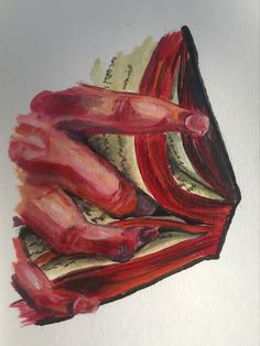 a drawing of an open book with red pages