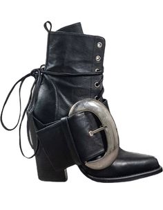 Sotadic Boots | NOT JUST A LABEL Edgy Leather Boots With Rubber Sole, Edgy Fall Boots With Rubber Sole, Western Black Combat Boots, Black Western Combat Boots, Western Style Black Combat Boots With Round Toe, Edgy High-top Leather Heeled Boots, Black Western Combat Boots With Round Toe, Trendy Leather Heeled Boots With Snip Toe, Black Rugged Boots For Fall