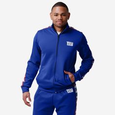 New York Giants Stripe Logo Track Jacket FOCO S - FOCO.com New York Giants, Track Jackets, Team Logo, Stay Warm, Jogging, Zip Ups, New York, ? Logo, Long Sleeve