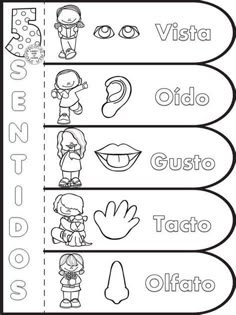 the spanish language worksheet for children to learn with their own hands and feet