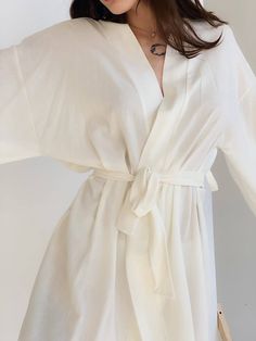 "Wrap dress, wrap linen dress, mini dress, white linen dress, white wrap dress, Kimono dress, Linen kimono, linen dress, womens linen dresses, women linen clothing, Flax Clothing, organic linen dress, simple linen dress, linen beach dress, loose linen dress MORE: https://www.etsy.com/shop/Linenburo?ref=seller-platform-mcnav Women's Linen wrap dress in kimono style fit creates comfort while soft linen fabric soothes the skin. The colour on photo is Milk. DETAILS: -100 % organic Oeko-Tex certified Casual Linen Kimono For Loungewear, Cream Wrap Kimono For Spring, Beige Robe For Spring Loungewear, Summer Daywear Robe With Relaxed Fit, Summer Robe With Relaxed Fit For Daywear, Beige Robe With Kimono Sleeves For Spring, Relaxed Fit Summer Robe For Daywear, Summer Linen Robe For Loungewear, Cream Long Sleeve Kimono For Summer