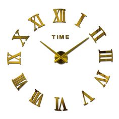 a large clock with roman numerals on the face and numbers in gold color