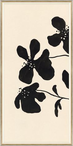 a black and white painting with flowers on it