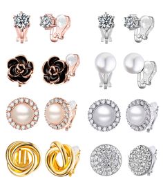 PRICES MAY VARY. Clip on Earrings Set：You can get 8 pairs clip on earrings for women in one order：rose flower earring, gold knot earring, silver pearl earring, cubic zircon earring etc. These women earring sets are designed with clip-on earrings. Non pierced earrings let you not worry about not having pierced ears.The clip on earrings set is suitable for women of all ages. Non Pierced Earrings Women：These women earring set that meets all your requirements. Silver and rose gold CZ stud earrings u Outfit Inspo Pics, Gold Knot Earrings, Motivational Jewelry, Non Pierced Earrings, Jewelry Clothing, Silver Pearl Earrings, Flower Earring, Earring Sets, Inspirational Bracelets