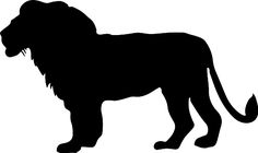 a black and white silhouette of a lion