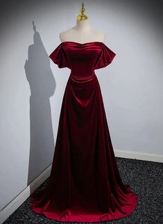 A-line Wine Red Velvet Sweetheart Wedding Party Dress Red Velvet Prom Dress, Red Floor, Long Party Dress, Velvet Prom Dress, Floor Length Prom Dresses, Color Rush, Prom Dresses For Sale, Velvet Color, Black Prom Dresses