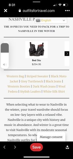 Visit Nashville, Western Bag, Black Moto Jacket, Wool Fedora, Grey Turtleneck, Western Booties, Bed Stu, Travel Wardrobe, White Silk