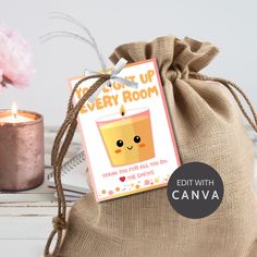 there is a bag with a candle in it