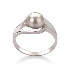 6-7mm AAA Quality Freshwater Cultured Pearl Ring in Clare White Classic White Rings With Elegant Design, White Elegant Rings, White Ring With Elegant Design, Elegant White Round Ring, Elegant Silver Akoya Pearl Rings, Classic Silver Ring With Akoya Pearl, Modern Round Pearl Rings, White Polished Pearl Ring, White Pearl Ring With Polished Finish