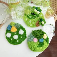 DIY Moss Punch Needle Coaster Full Kit for Starter Punch Coaster Making Kit,handmade Coaster Kit,diy Crafts Gift - Etsy Thailand Diy Moss Rug, Tufting Coaster, Diy Tufting, Diy Mat, Punch Needle Coaster, Diy Moss, Moss Rug, Punch Needle Ideas, Coasters Diy