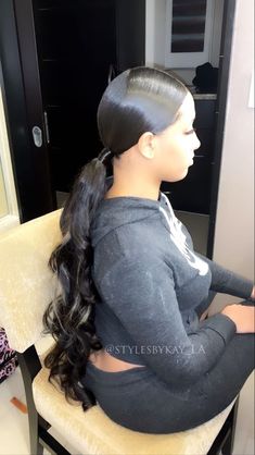 Bundle Ponytail, Sleek Ponytail Weave, Low Pigtails, Ponytail Weave, Black Brides Hairstyles, Frontal Ponytail, Black Hair Bun, Black Hair Updo Hairstyles, Natural Hair Ideas