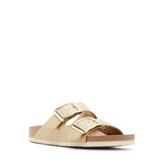 Elevate your style with the Madden Girl Women's Bodie sandal, the ultimate staple for this season. Its incredibly comfortable footbed guarantees you won't want to take them off, ensuring all-day comfort. This versatile sandal is a perfect match for any outfit and occasion, effortlessly adding a delightful pop to your wardrobe. Don't miss out on this must-have sandal that will elevate your style and become a go-to in your closet! Size: 7.  Color: Beige.  Gender: female.  Age Group: adult. Trendy Beige Cushioned Footbed Sandals, Gold Open Toe Footbed Sandals With Cushioned Sole, Gold Open Toe Footbed Sandals With Cushioned Footbed, Summer Footbed Sandals With Textured Synthetic Footbed, Summer Style Synthetic Footbed Sandals With Textured Footbed, Summer Synthetic Footbed Sandals With Textured Footbed, Casual Gold Sandals With Textured Footbed, Spring Gold Footbed Sandals With Buckle Closure, Gold Buckle Footbed Sandals For The Beach