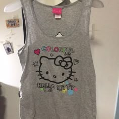 This Is Hello Kitty Sleepwear Tops One Grey One Pink,Both Never Worn It! Playful Sleeveless Loungewear Top, Playful Sleeveless Top With Hello Kitty Print, Casual Cotton Tank Sleepwear, Hello Kitty Print Tops For Summer Loungewear, Cute Sleeveless Loungewear Tops, Cute Sleeveless Tops For Loungewear, Casual Spring Tank Sleepwear, Hello Kitty Print Sleeveless Top For Spring, Sleeveless Hello Kitty Print Top