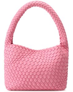 PRICES MAY VARY. 【Pink Vegan Leather Woven Bag MATERIAL】This handbag for women is made by weaving, which is fashionable and convenient, its fabric is soft and comfortable, and the professional production makes the texture of the fabric very neat and delicate. This small shoulder bag purse clutch features wear durability and is easy to clean. Adorable little bag Woven Purse: The braids are done well Size:8inch (L) * 4inch(W) * 6inch"(H).Shoulder strap height:7inch(H).Interior Pockets: 6.5inch(L) Pink Purses, Pink Beach Bag, Beach Purse, Apricot Clothing, Woven Purse, Mini Umbrella, Summer Handbags, Travel Handbags, Woven Tote Bag