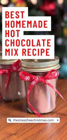 two jars filled with homemade hot chocolate mix