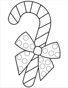 a candy cane with polka dot dots on it, outlined in the shape of a heart