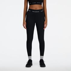 Designed for high-intensity activity  these leggings feature a banded elastic waistband and moisture-wicking fabric. New Balance Leggings, Affordable Shoes, Legging Sport, High Intensity Workout, New Balance Women, Inner Thigh, End Of Season Sale, Sports Leggings, Outfits With Leggings