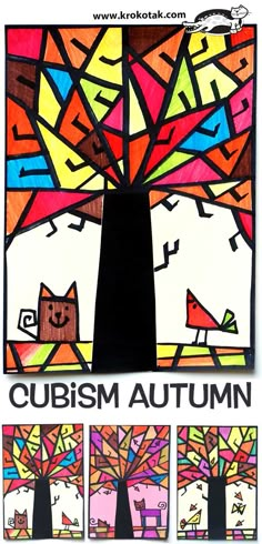 an art project for kids to make cubism autumn