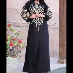 New Black Abaya Dress Fitted Black Abaya For Eid, Black Long Sleeve Maxi Dress For Eid, Black Maxi Abaya For Eid, Black Maxi Length Abaya For Eid, Elegant Black Long Sleeve Kaftan, Black Fitted Floor-length Kaftan, Black Maxi Dress For Eid, Black Long Sleeve Dresses For Eid, Black Floor-length Abaya For Party