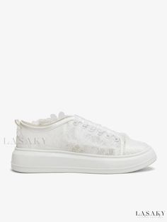 Lasaky - Ivory Lace Wedding Flats with Delicate Flower Detail and Lace-Up Closure – Perfect Bridal Footwear Lace Wedding Flats, Ivory Bridal Shoes, Bridal Shoe, Bridal Flats, Glitter Flats, Wedding Flats, Bridal Shoes Flats, Ivory Bridal, Style Athletic